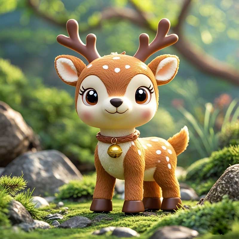跨境出口定制PVC小鹿擺件玩具可愛塑膠植絨節(jié)日氛圍裝飾擺件